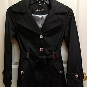 Calvin Klein Black Hooded Trench Coat NWT